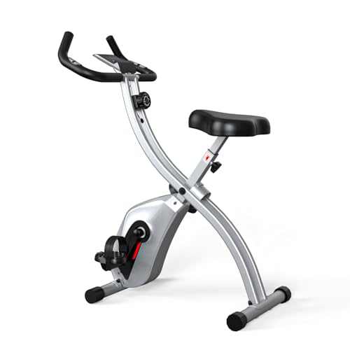 Indoor Folding Exercise Bike, Foldable Stationary Bikes For Home Workout Comfortable Seat Cushion Indoor Exercise Bike With 8-Level Adjustable Resistance & LCD Display