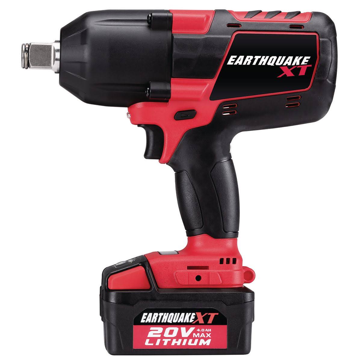 Earthquake 20V Cordless 3/4 in. Xtreme Torque Impact Wrench Kit with 4.0 Ah Battery, Fast Charger and Case 64350