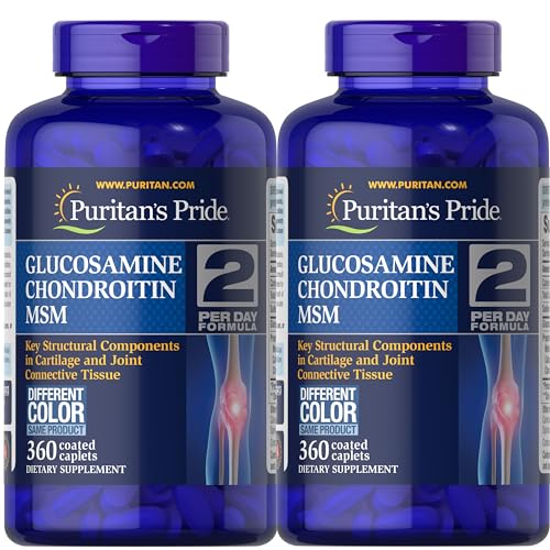 Puritan's Pride Glucosamine Chondroitin MSM Dietary Supplement for Joint Health, 360 Coated Caplets