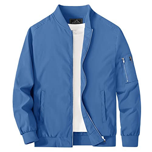MAGCOMSEN Men's Jacket Lightweight Bomber Jacket Casual Windbreaker Jackets Windproof Zip Up Coats with 5 Pockets