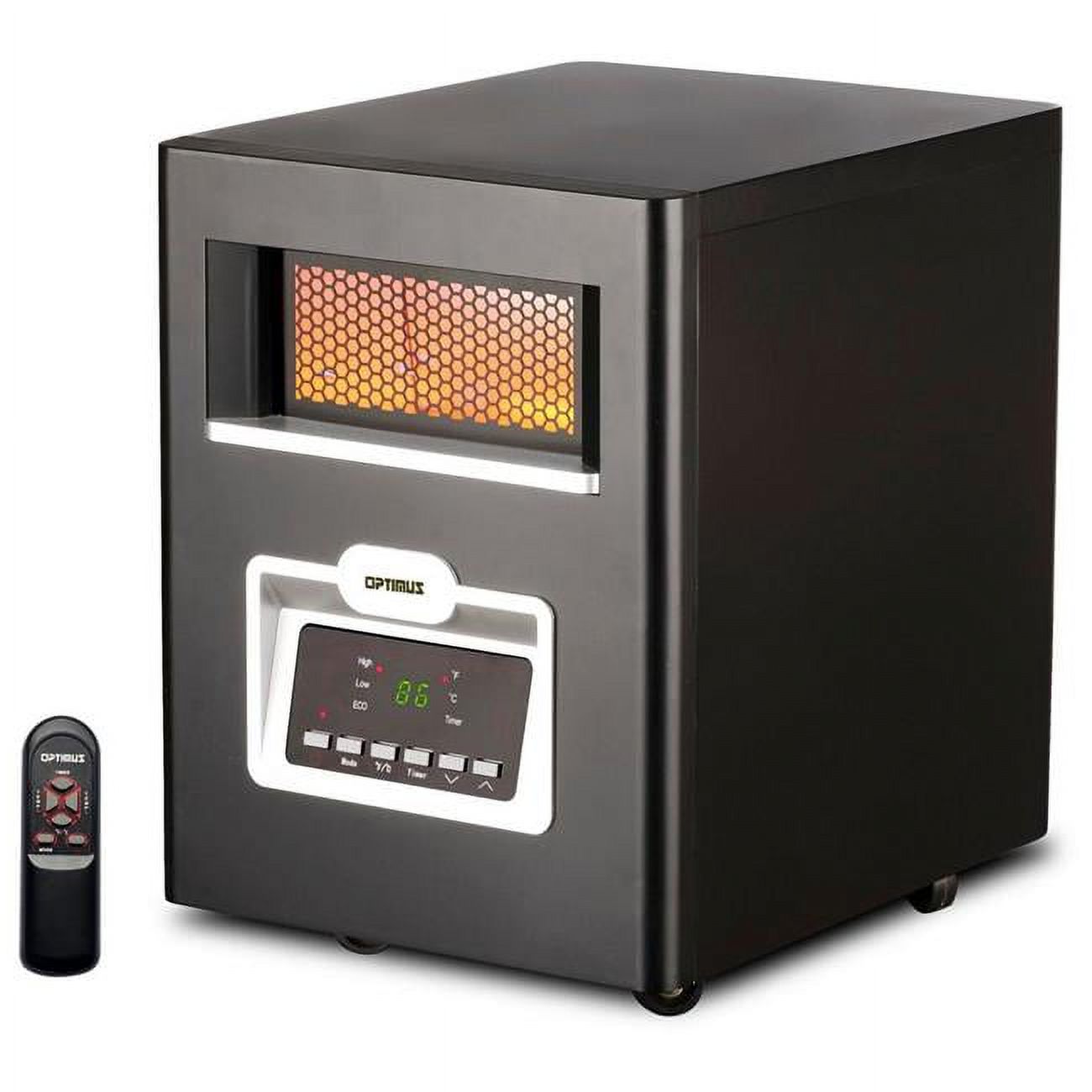 Optimus  Optimus Infrared Quartz Heater with Remote Control - Black