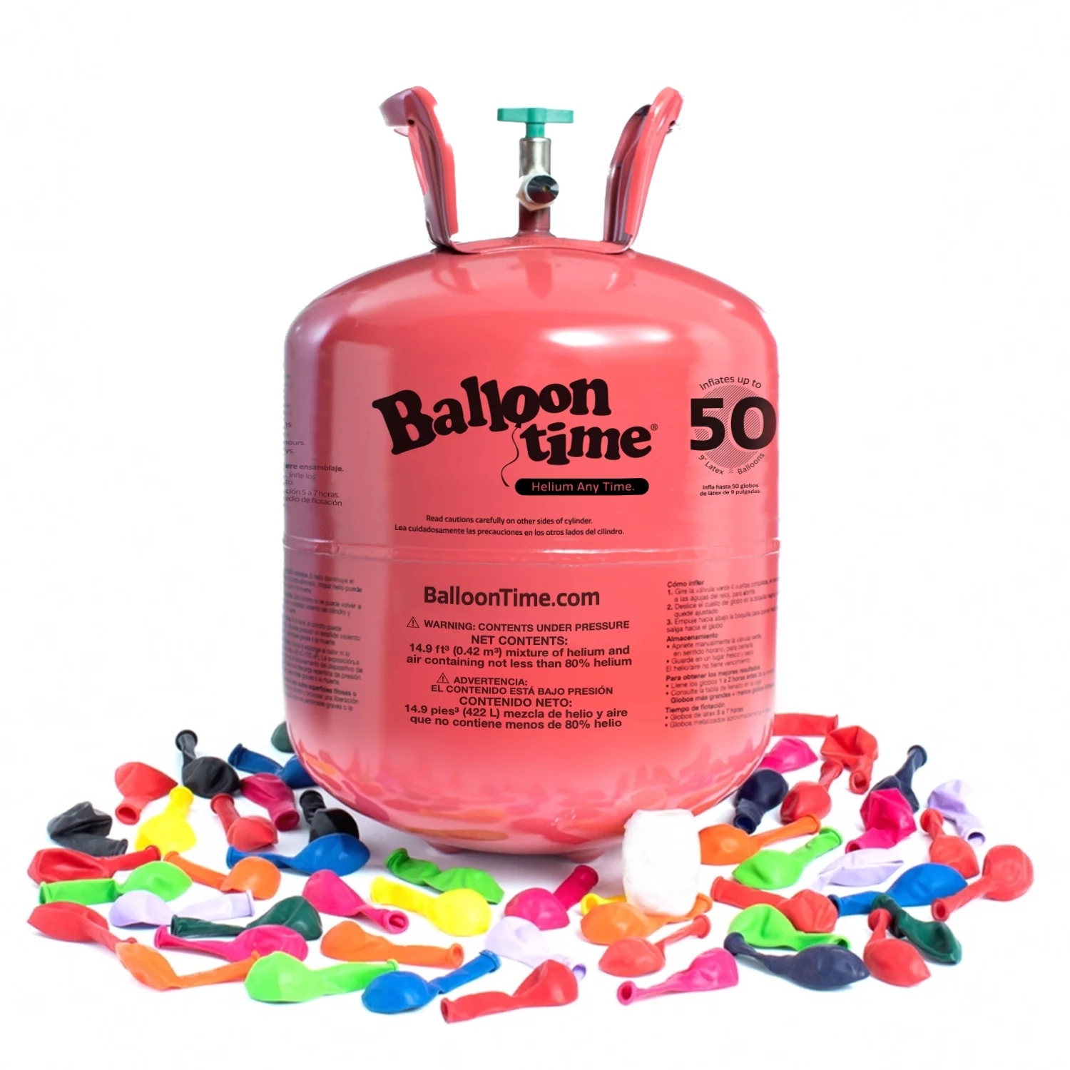 Balloon Time 12in Jumbo Helium Tank Kit with Colorful Latex Balloons - Radiant Selections