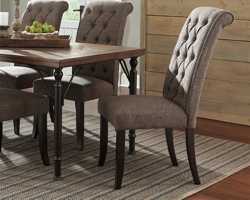 Signature Design by Ashley Tripton Classic Tufted Upholstered Armless Dining Chair, Set of 2, Brownish Gray