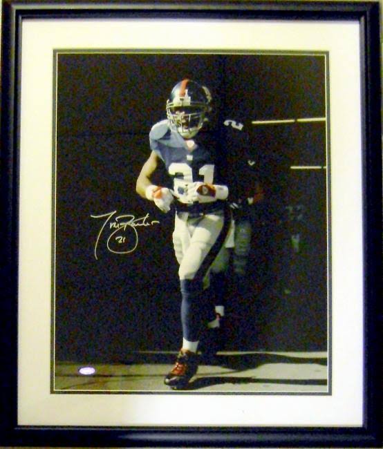 Autograph Warehouse 377481 16 x 20 in Tiki Barber Autographed Photo Framed Matted Steiner Sports Hologram
