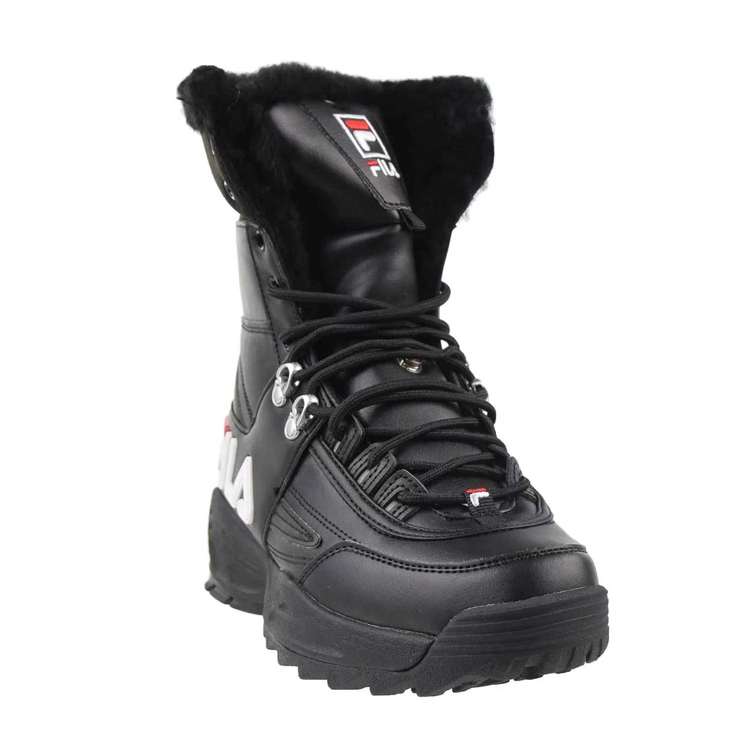 Fila Disruptor Shearling Top Women's Boots Black-White-Red 5hm00545-014