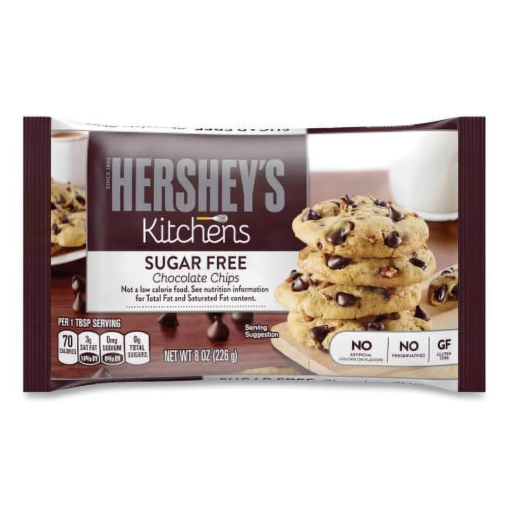 Hershey's Sugar Free Chocolate Chips, 8 oz Bag, 2/Carton, Ships in 1-3 Business Days