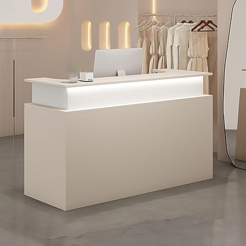 Standing Reception Desk with Led Light Counter Table Simple Retail Counter Lockable Checkout Counter Wooden Computer Table