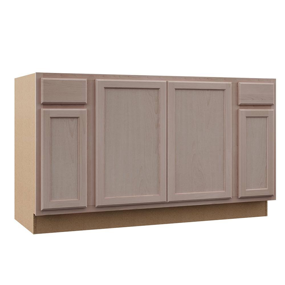 Hampton Bay Hampton Assembled 60x34.5x24 in. Sink Base Kitchen Cabinet in Unfinished Beech