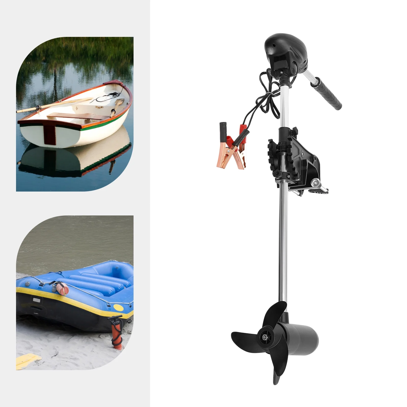 Miumaeov 12V 60lb Electric Trolling Motor with LED Battery Indicator Thrust Transom Mounted Saltwater 8-speed Control System