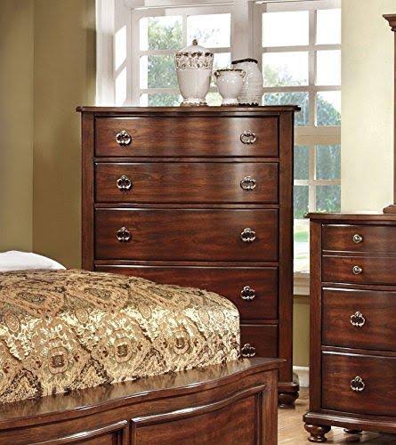 Furniture of America Marcella 5 Drawer Chest in Brown Cherry