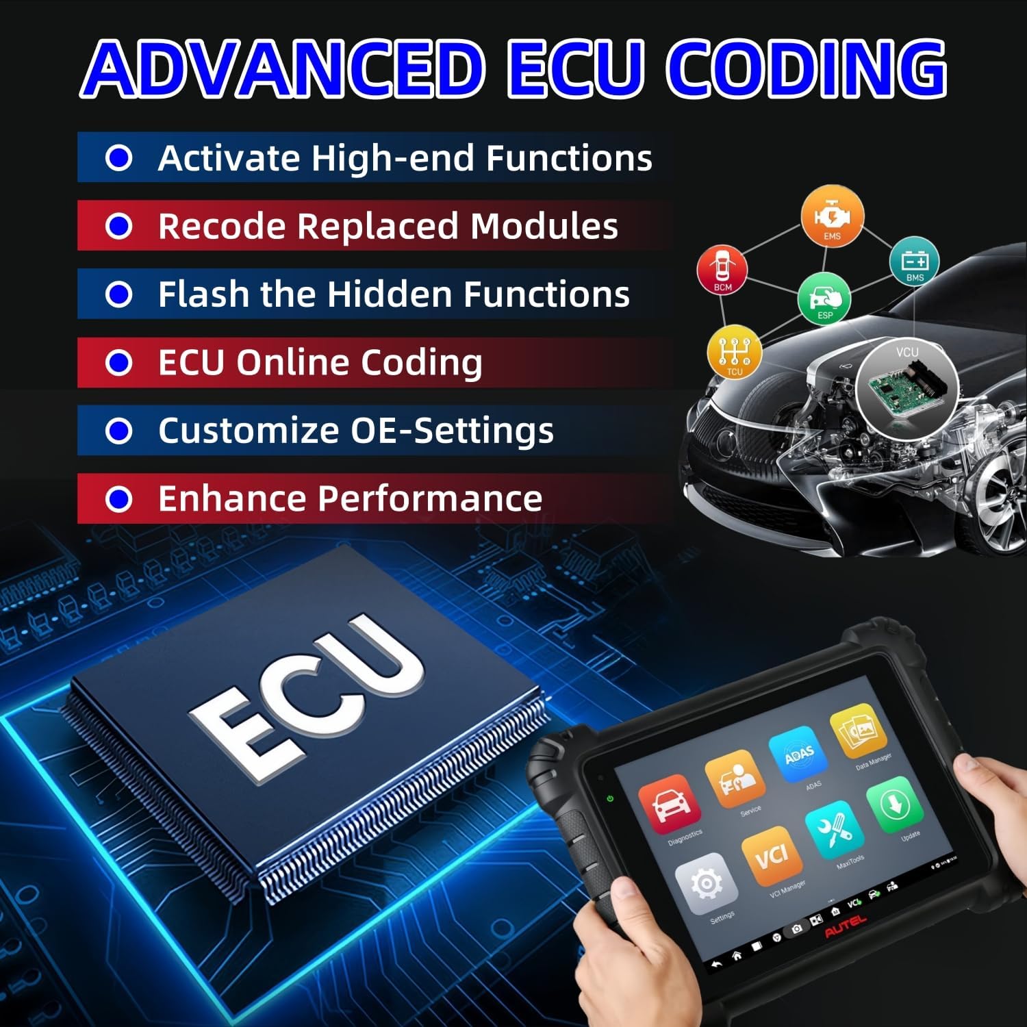 Autel Scanner MaxiSys MS906 Pro-TS 2024 Top TPMS Programming Tool, Up of MS906 Pro MS906TS MS906BT MK908 MK900 MX900, All System Diagnostic/ECU Coding/ 36+ Service/Bidirectional Control/CANFD&DOIP