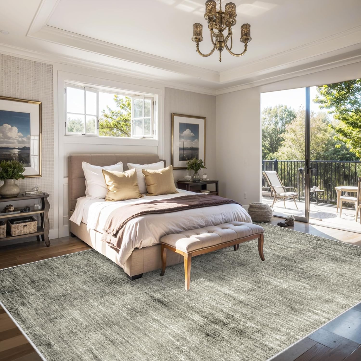 8x10 Area Rugs for Living Room Bedroom: Large Washable Rugs 8x10 Soft Abstract Rug Indoor Floor Non-Shedding Non Slip Carpet for Dining Room Under Table Nursery Farmhouse Home Office (Grey)