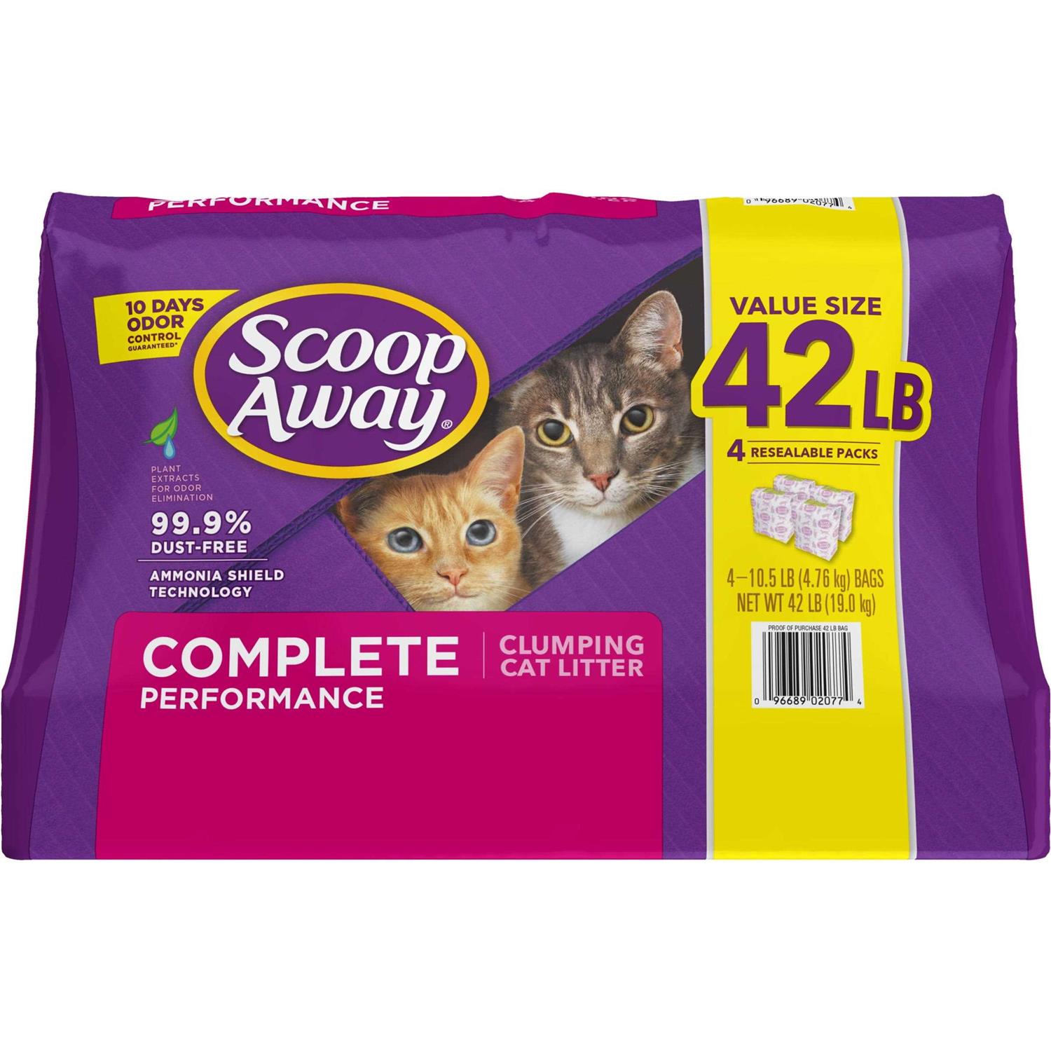 Scoop Away Complete Performance Fresh Scented Clumping Clay Cat Litter, 10.5-lb bag, pack of 4 - Pet Supplies online store