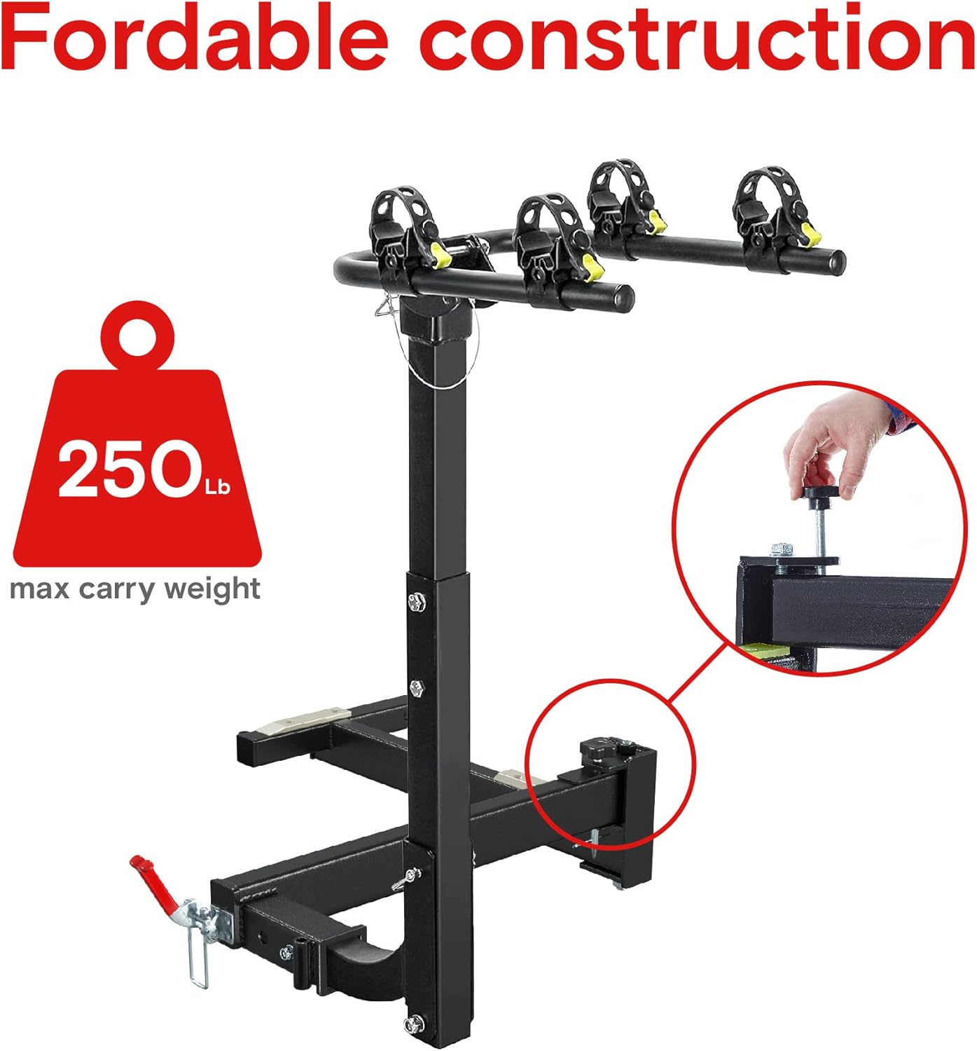 Swing-Away Bike Rack Adapter for 2” Hitch Receivers Bike Carrier Pivoting Arm Easy Access to Tailgate