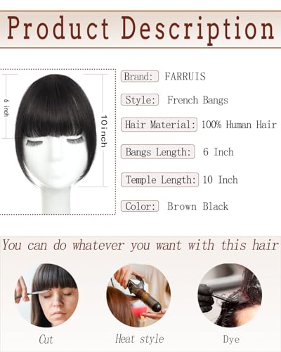 Clip in Bangs for Women 100% Real Human Hair Wispy Bangs with Temple Light Brown Bangs for Daily Wear
