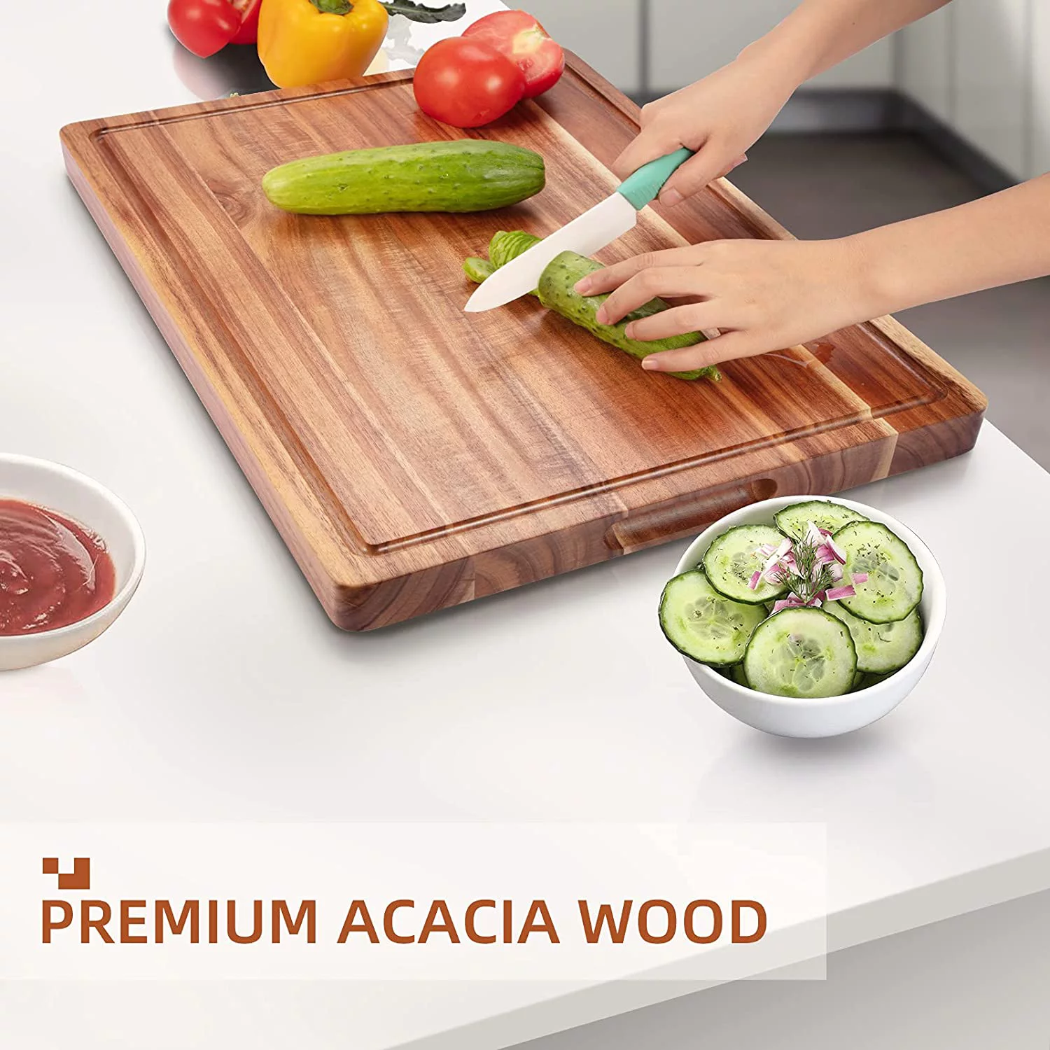 DYTesa Acacia Wood Cutting Board with Juice Groove, 24