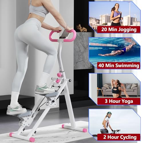 Stair Stepper for Home Gym Folding Vertical Climber Cardio Exercise Machine for Full Body Workout Machine, Adjustable Handlebar & Pedals, 300LBS Load