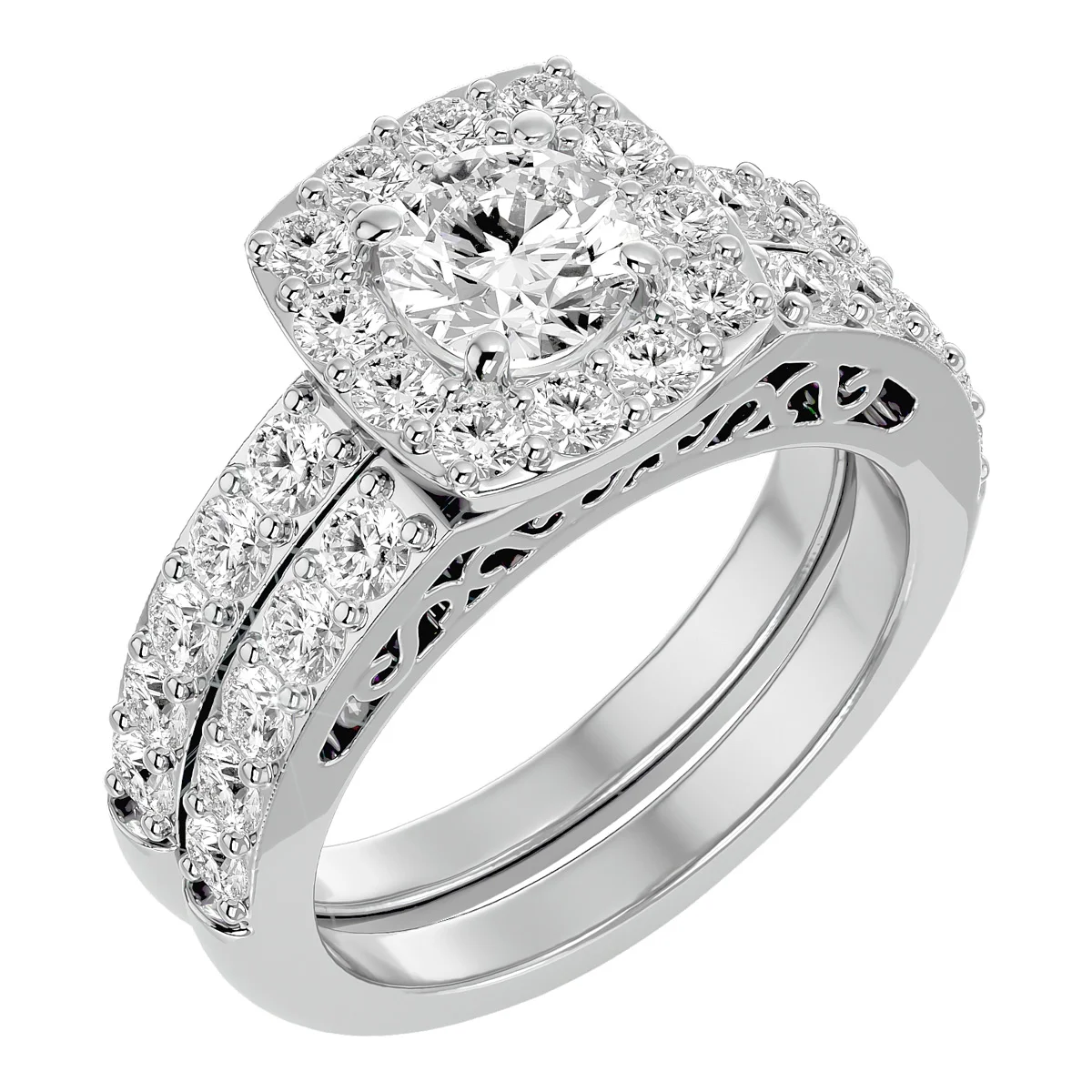 SuperJeweler 3 Carat Lab Grown Diamond Bridal Set In 14K White Gold For Women