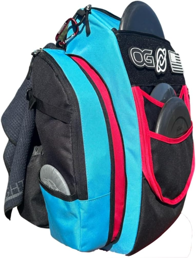Discology Disc Golf OG V3 Disc Golf Bag | 26+ Disc Capacity | Premium Disc Golf Backpack Bag | Tough, Durable Design | 2 Large Top and Side Compartments | Top Patch Panel with Two Patchs Included