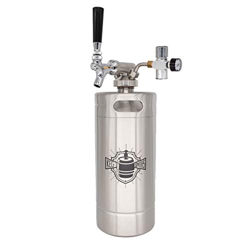 Keg Smiths 128 oz Portable Draft Keg System | CO2 or Nitrogen Regulated | Stainless Steel Keg | 8 Pint | Mini Keg Draft System