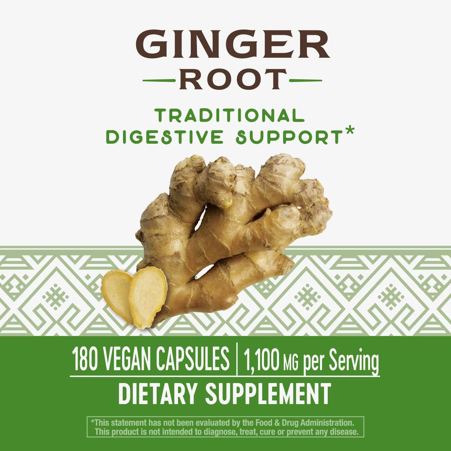 Nature's Way Ginger Root, Traditional Digestive Support*, 1110 mg Per Serving, Non-GMO Project Verified, 180 Capsules