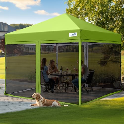 Quictent 6.6'x6.6' Pop up Screened Canopy Tent with Mosquito Netting, Portable Easy up Outdoor Screen House Shelter Fully Sealed for Patio, Camping and Picnic, Includes Wheeled Carry Bag