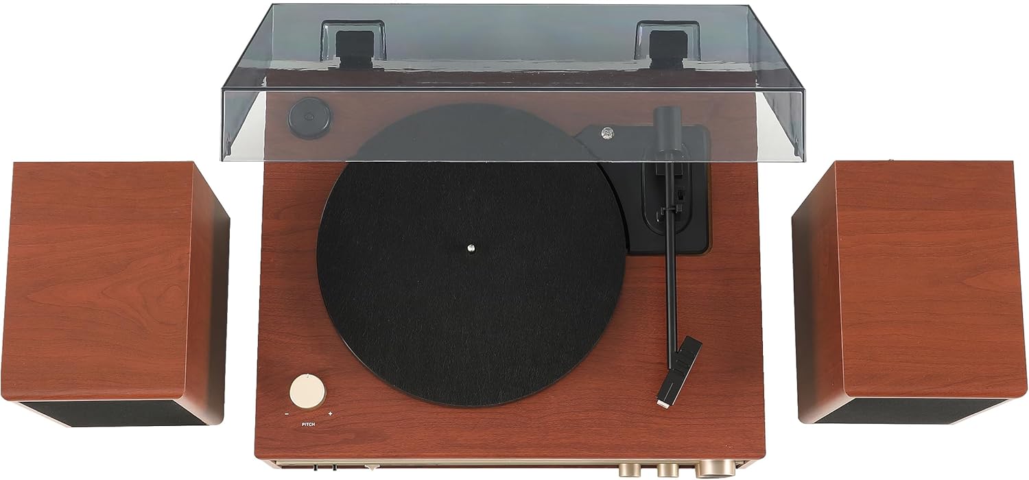 Crosley 1975T Turntable System with Bluetooth, CD, AM/FM and Included Speakers, Walnut