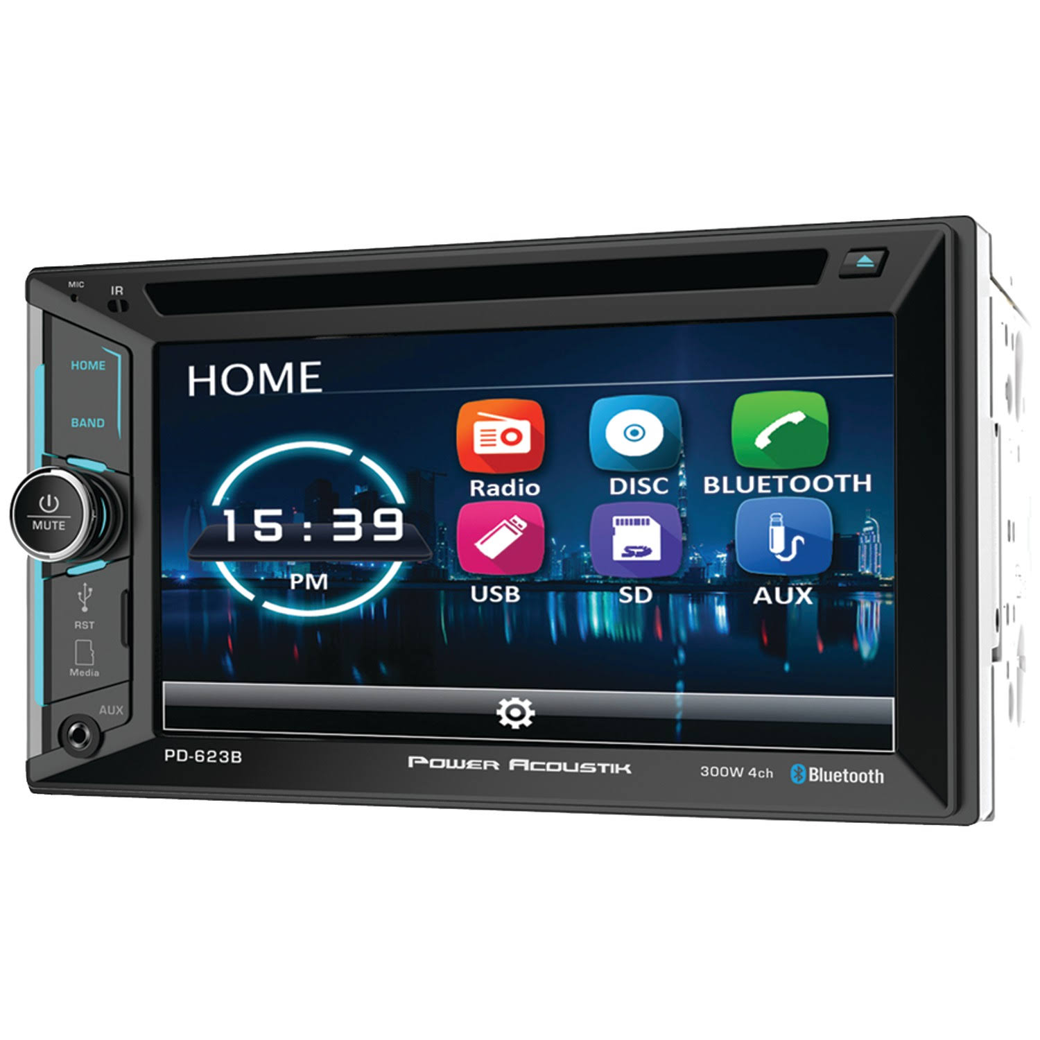 Power Acoustik PD-623B 6.2x22 Incite Double-DIN In-Dash DVD Receiver with Bluetooth