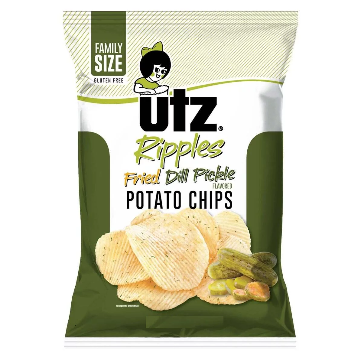 Utz Quality Foods Fried Dill Pickle Flavored Potato Chips, 4-Pack 7.75 oz.  Family Size