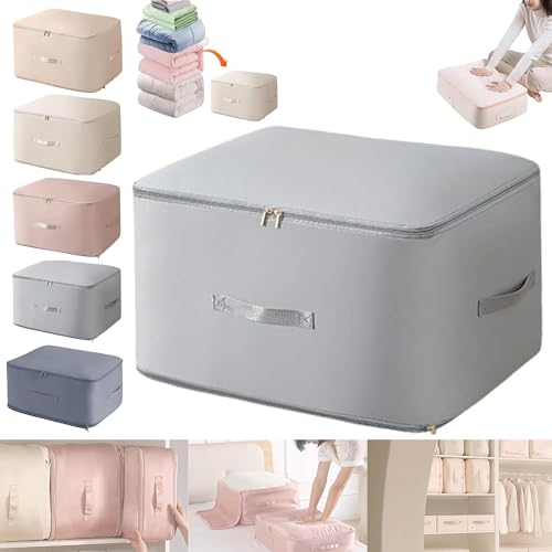 Ultra Space Saving Self Compression Organizer Heavy Duty Moving Bag 2024 Upgrade Space Saver Bags Quilt Storage Bag Packaging Cube Bedding Closet Organizers for Comforters Clothes 1pcs-Gray Large