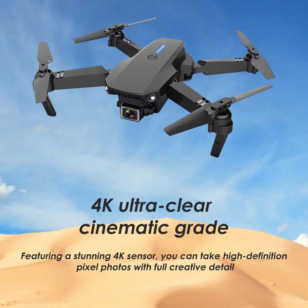 Jahy2Tech E88 Pro RC Drone with 4K HD Dual Camera - WiFi FPV Quadcopter - 4 Batteries Included - Long Flight Time & Multi-Functional