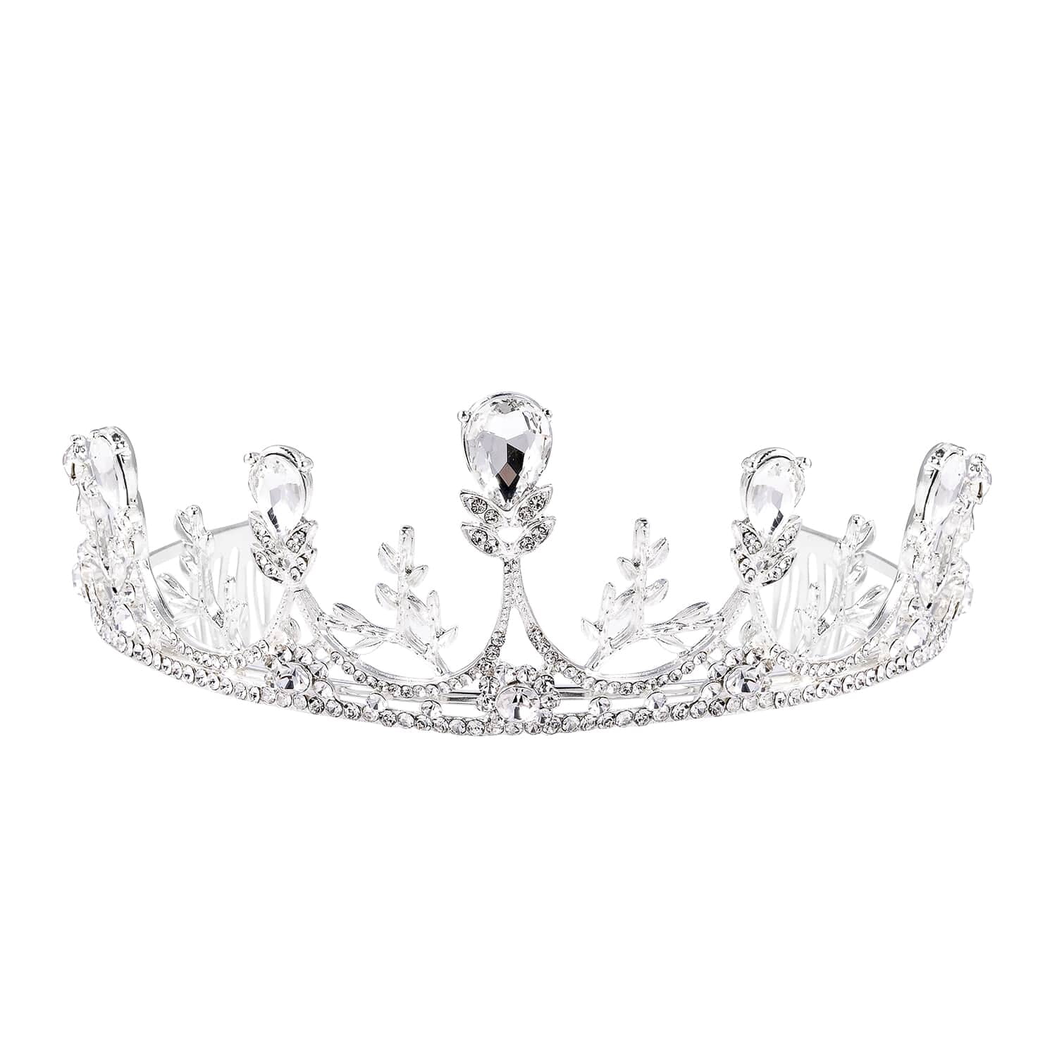 Shop LC Women White Glass Crystal Crown Tiara in Rhinestone Fashion Jewelry Birthday Gifts