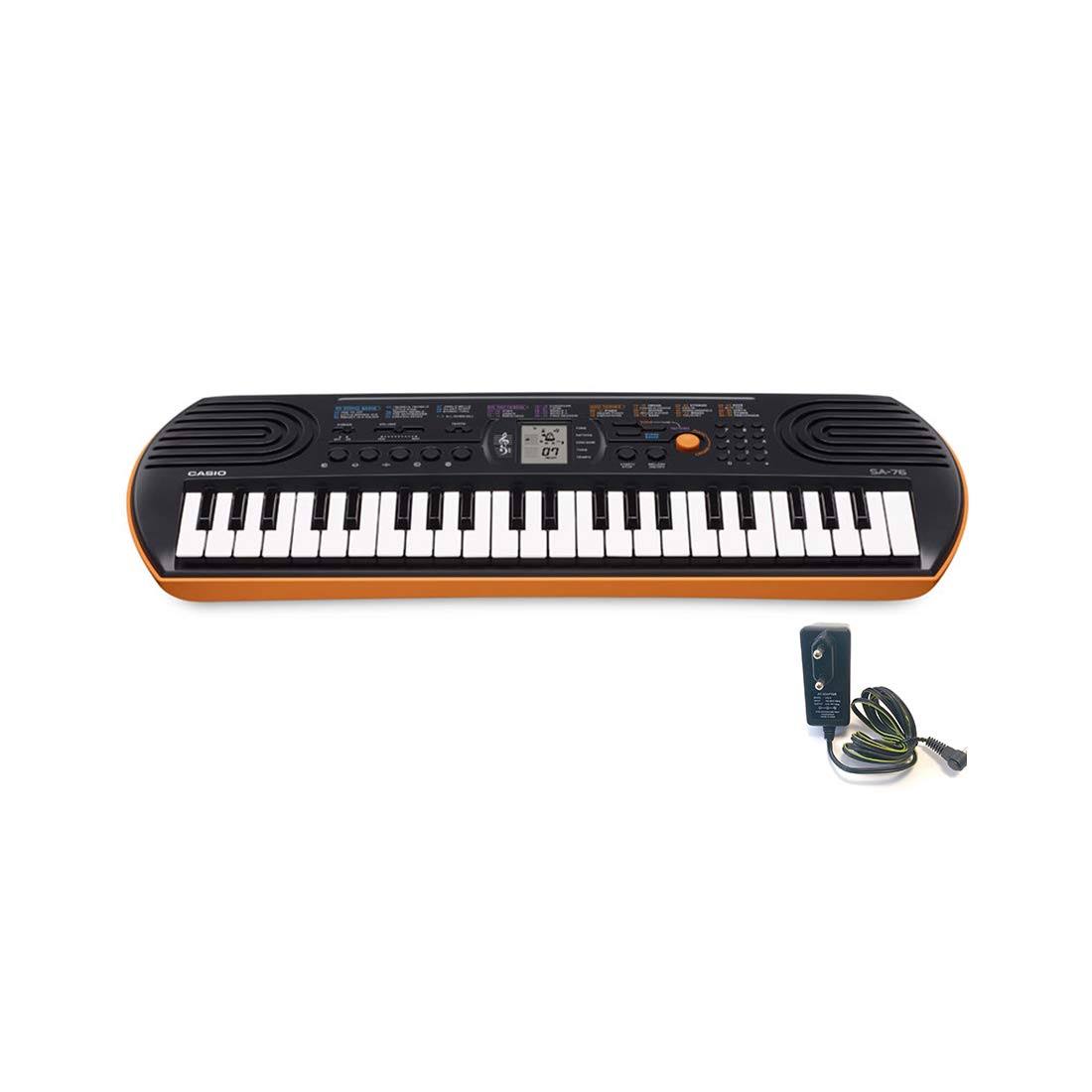 Casio SA-76 44-Key Electronic Mini Keyboard-Black u0026 Orange