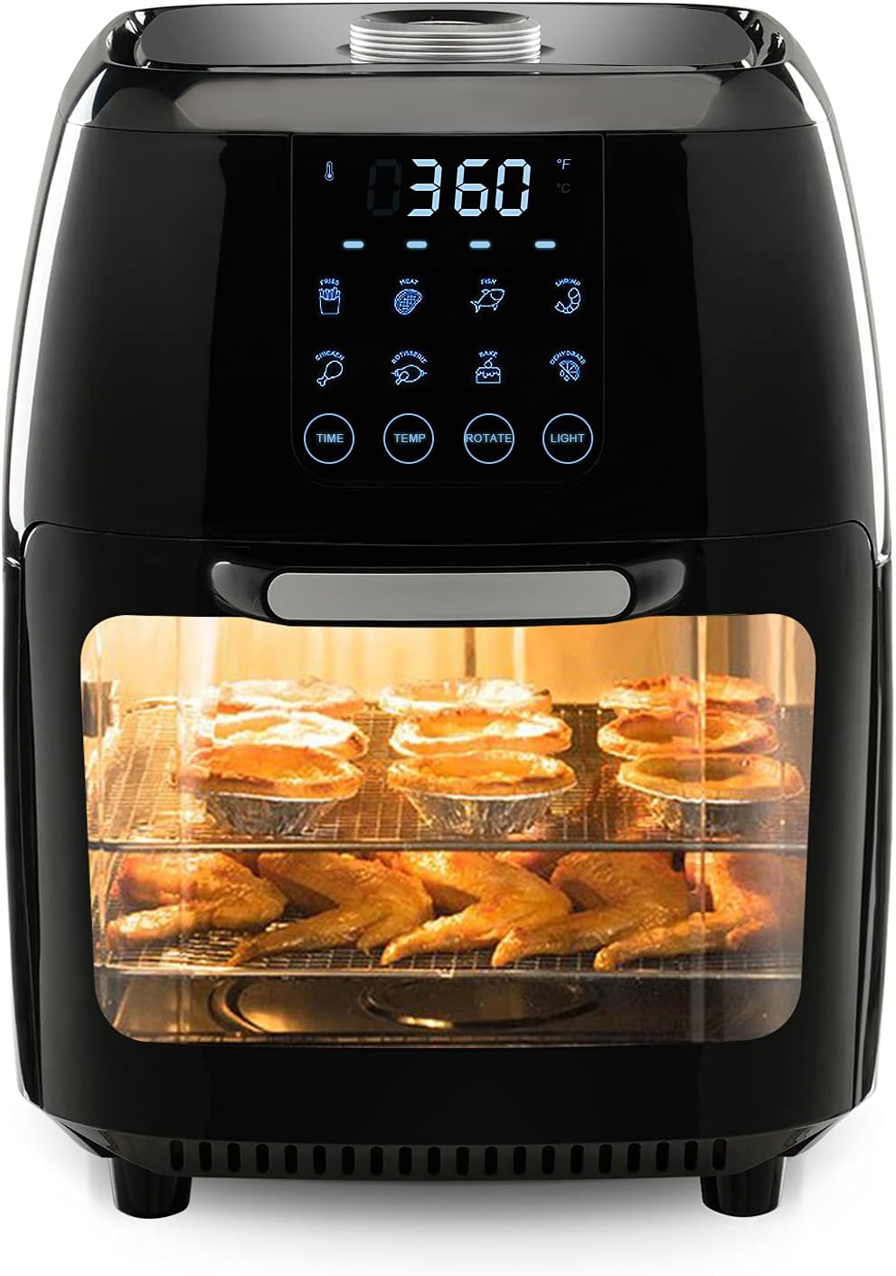 Air Fryer, 12.7-Quarts Air Oven, Rotisserie Oven, 1700W Electric Air Fryer Oven with LED Digital Touchscreen, 9-in-1 Countertop Oven with Dehydrator & Rotisserie, 8 Accessories & Recipes