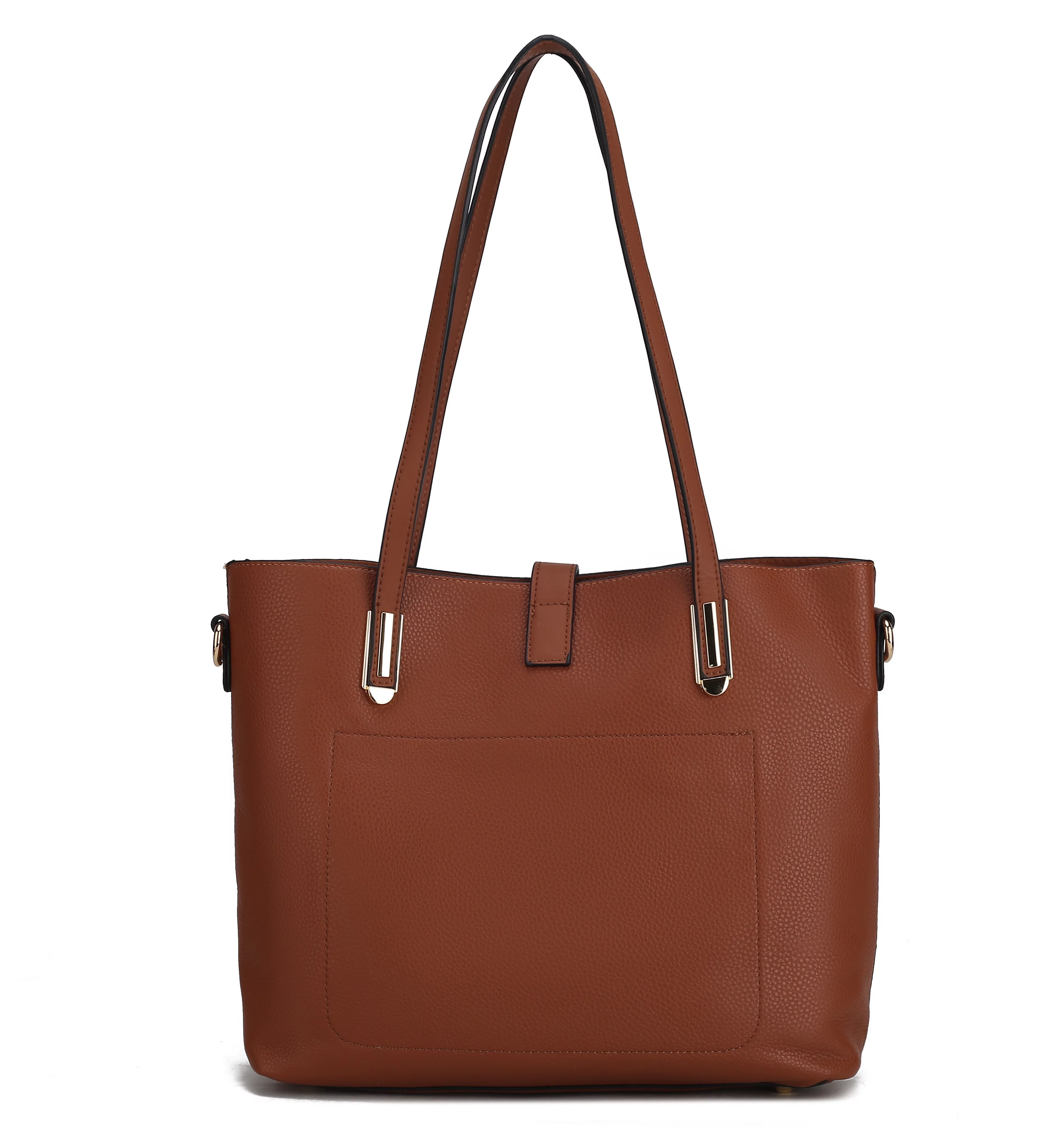 MKF Collection Raya Vegan Leather Women's Shoulder Bag + Crossbody Pouch 2 pcs, Fashion Tote Purse Handbag by Mia K - Pewter