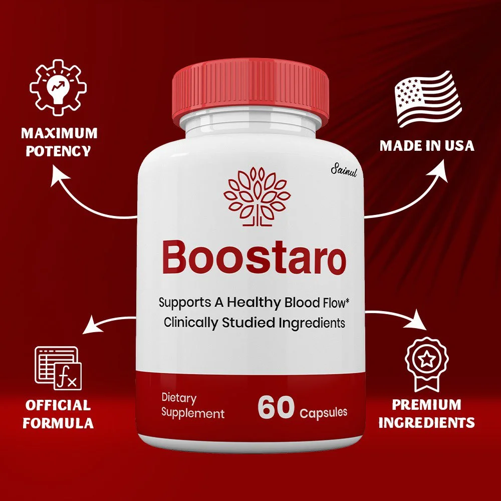 Boostaro Blood Flow Pills, Boostaro ed Capsules, Maximum Strength for Male Health, Boostaroo Male Supplement (1 Pack)