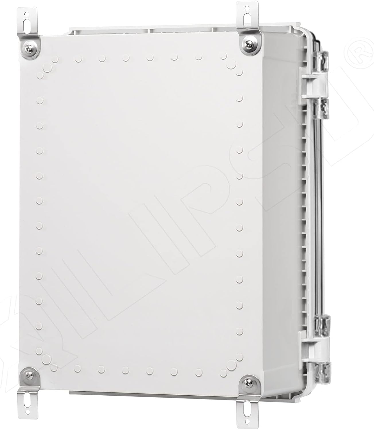 QILIPSU Clear Hinged Cover Stainless Steel Latch 370x270x150mm Junction Box with Mounting Plate, ABS Plastic DIY Electrical Project Case IP67 Waterproof Dustproof Enclosure Grey (14.6