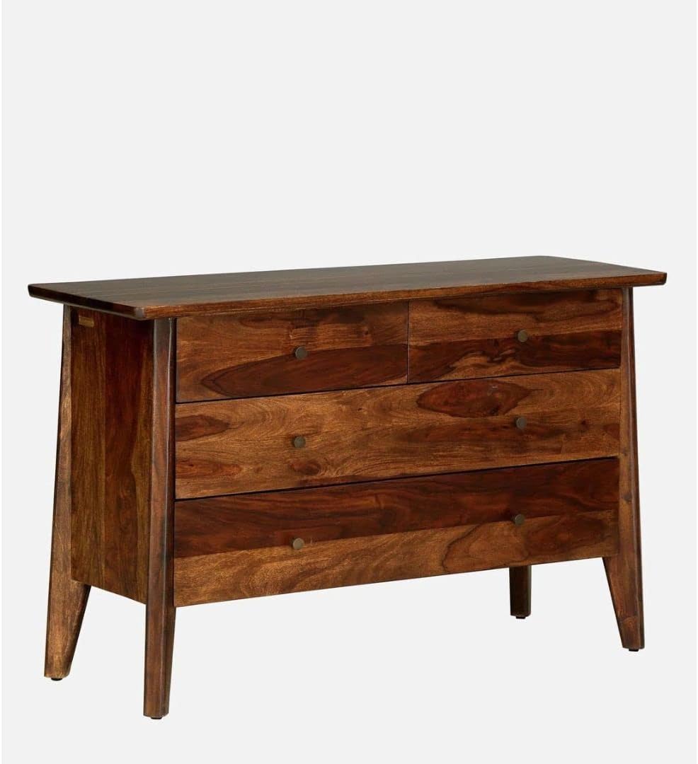 Classic Mango Wood Chest of 4 Drawer Provincial Teak Finish Cabinet Storage Units,Indian Solid Wood,Living Room Bedroom Furniture,Hand Carved Chest of Drawers Modern Chest of Drawers