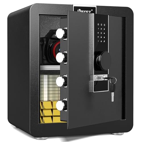 Kavey 2.0 Cub Safe Box, Fireproof Safe with LCD Touch Screen and Dual Alarm System, Home Safe With Mute Function and LED Light, Money Safe with Removable Shelf, Safe for Money Documents Valuables
