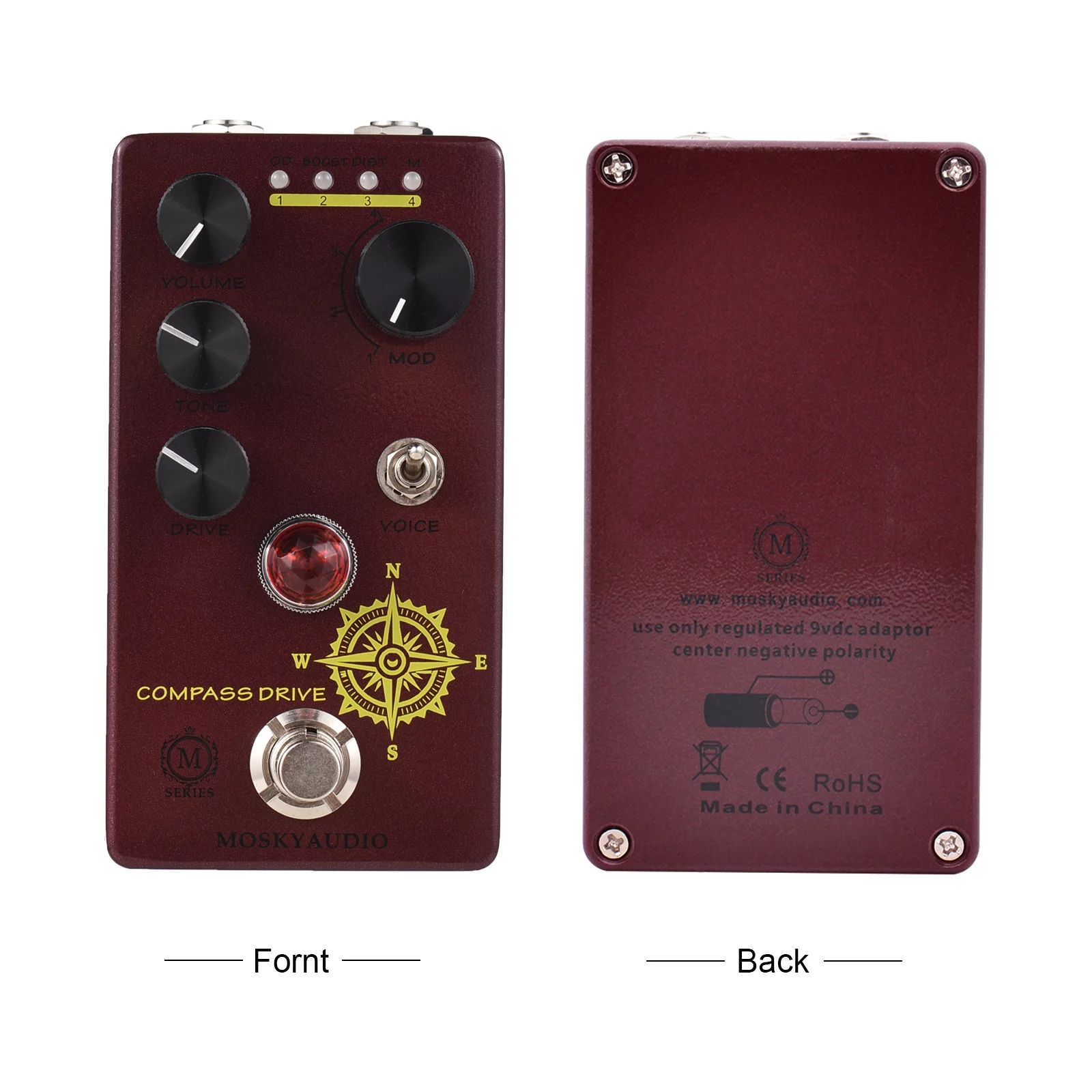 MOSKYAudio Overdrive Guitar Effect Pedal - Compact Portable Digital Effector for Electric Guitar - COMPASS DRIVE