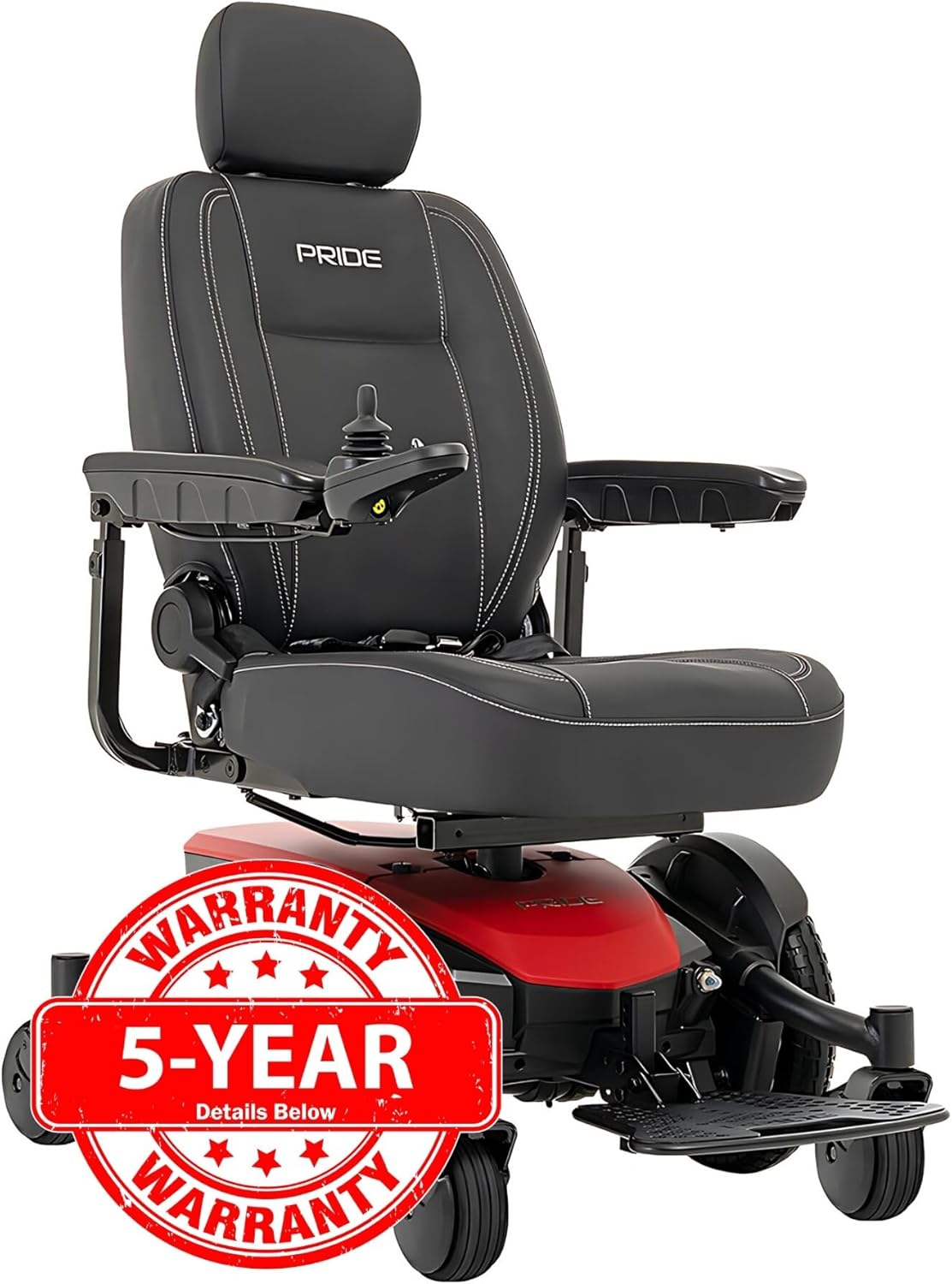 Pride Jazzy EVO 613 Li Power Chair - Electric Wheelchair Scooter for Adults, Lithium Battery, 300 Lbs Weight Capacity, Cardinal Red, 16