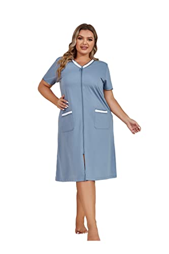 Richie House Plus Size Women Zip Robe Loungewear Sleepwear Housecoat Bathrobe PRHW2898