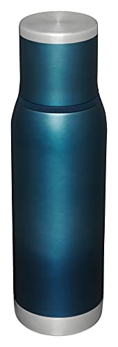 Stanley Adventure-To-Go Vacuum Bottle 25 oz | Wide Mouth with Leakproof Cup Lid | Keep Drinks Hot or Cold | Packable for Travel | Insulated Stainless Steel Thermos | BPA-Free | Blue Glow