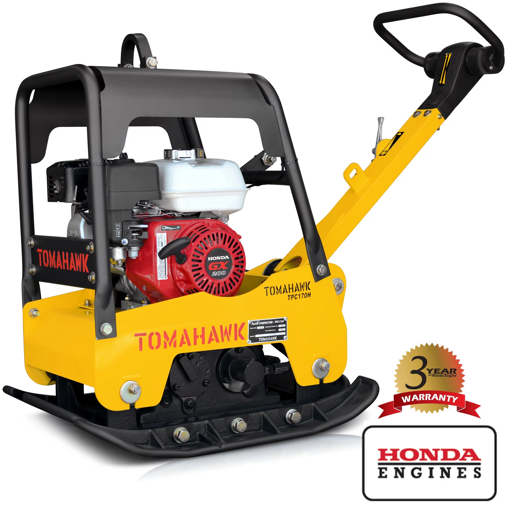 TOMAHAWK 6.5 HP Honda Reverse Hydraulic Plate Compactor for Asphalt, Aggregate, Cohesive Soil Compaction