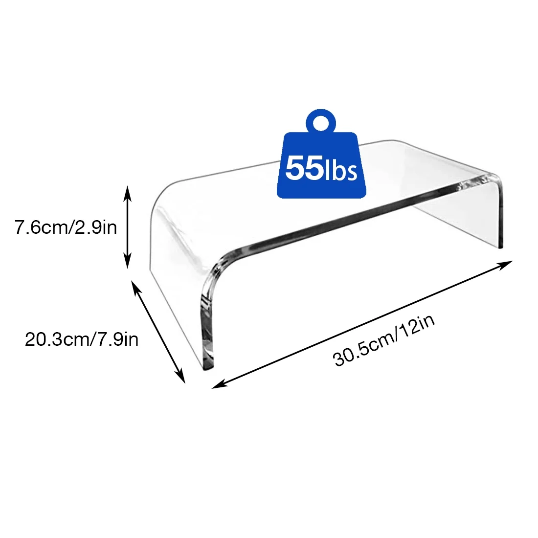 Acrylic Computer Monitor Stands Laptop Riser Extra Storage, Clear Shelf