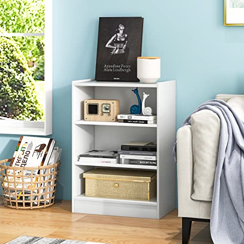 3 Shelf Bookcase, Modern Book Shelf with Adjustable Shelves, Cubical Bookshelves and Bookcases, Wood Storage Shelves for Bedroom, Small Bookshelf for Small Spaces (Black)