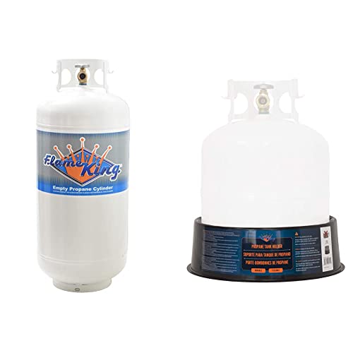 Flame King YSN401b 40 Pound Steel Propane Tank Cylinder with OPD Valve, White