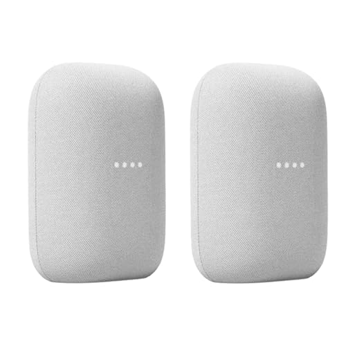 Google Audio (2-Pack) Smart Speakers – Wireless Bluetooth & Wi‑Fi Home Speaker Bundle with Powerful Stereo Sound, Multi-Room Audio Assistant Voice Control