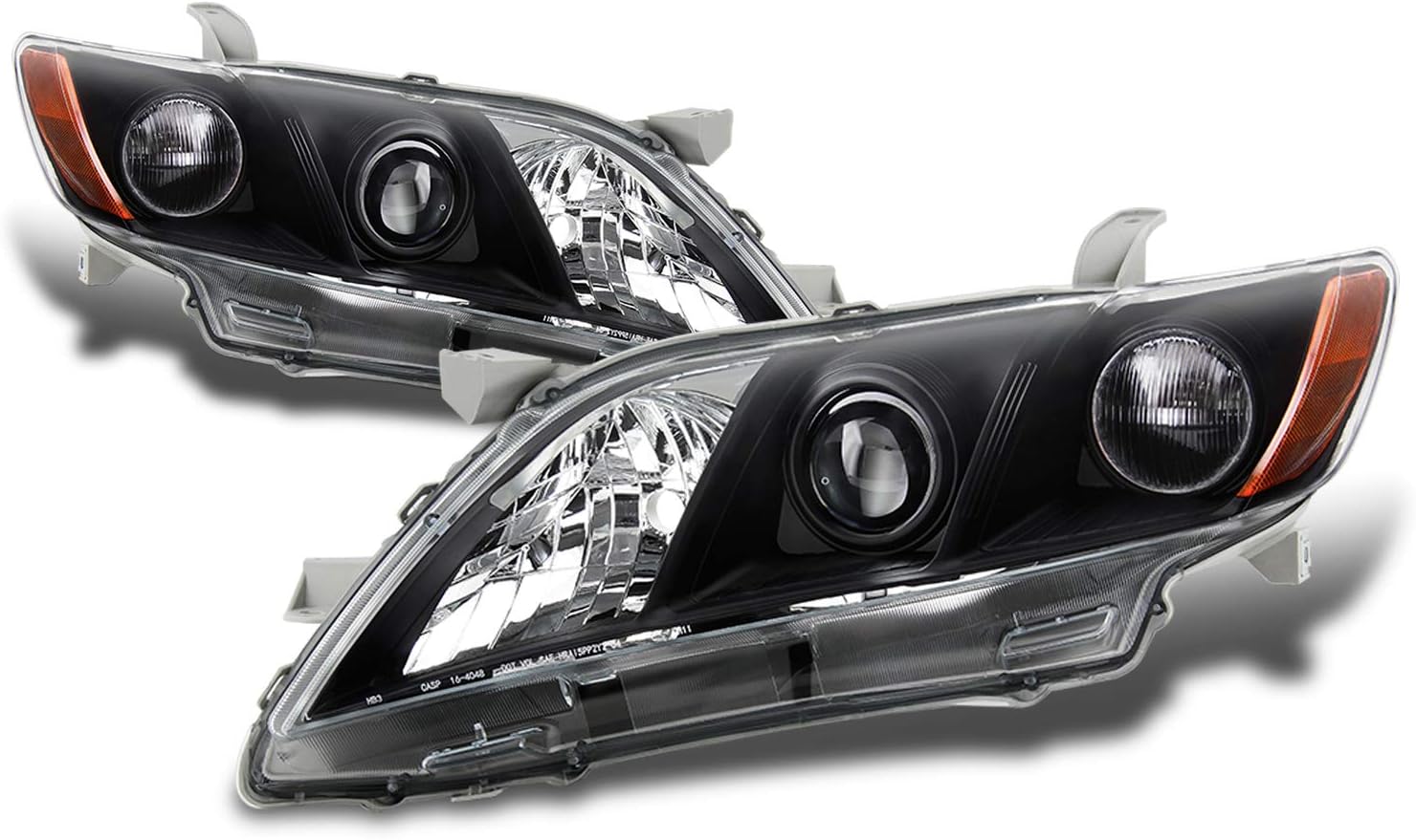 AKKON - Fits 2007-2009 Toyota Camry Sedan [Halogen Type] Projector Headlights Black Headlamps Pair Left Driver+Right Passenger