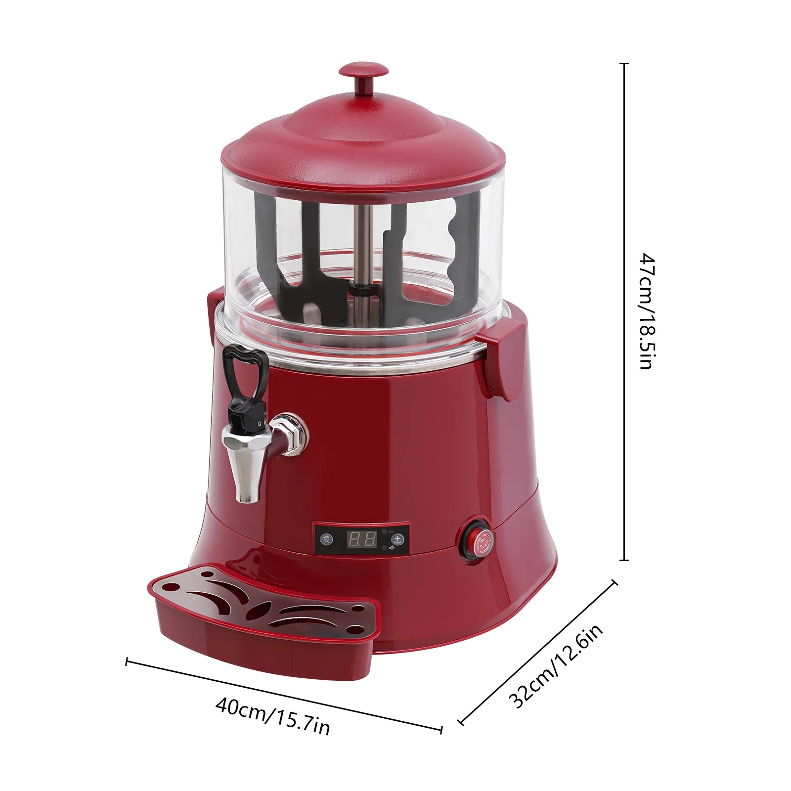 Fichiouy Commercial Hot Chocolate Dispenser Stainless Steel Electric Hot Chocolate Heating and Mixing Machine 5L